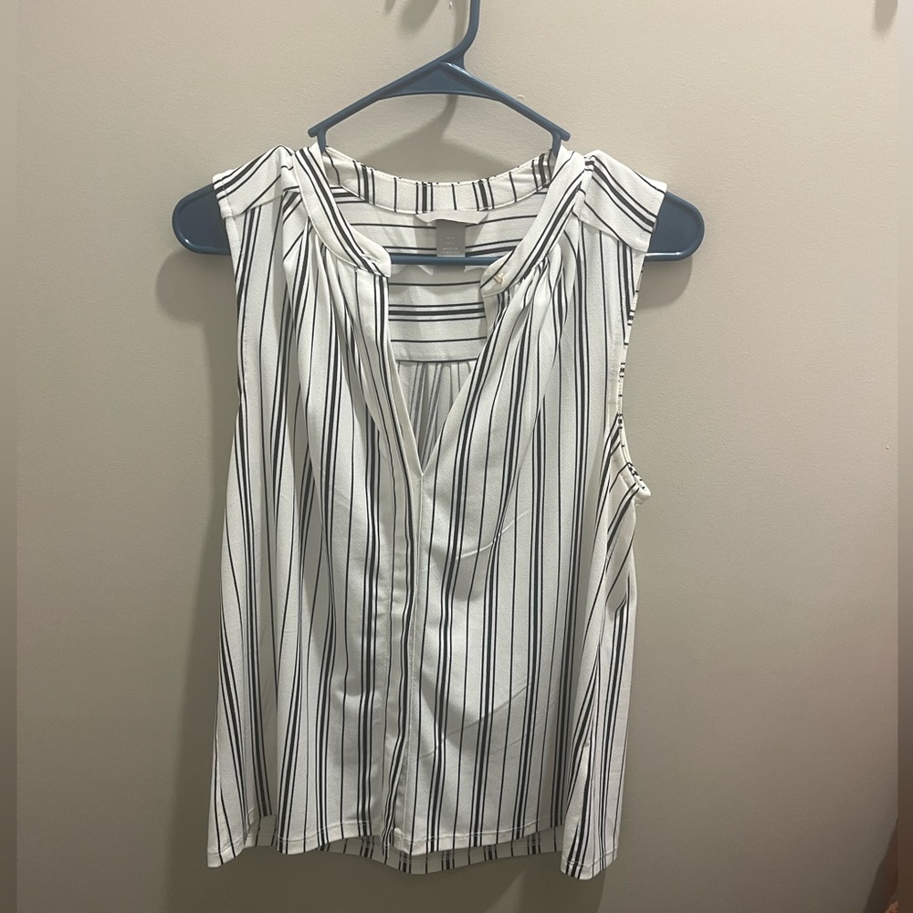White and black striped dress tank top